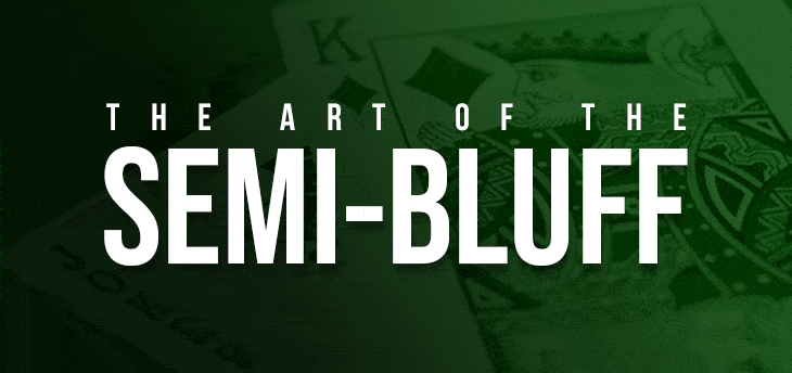 Semi-Bluff Poker Strategy 主題示意圖，呈現德州撲克中半詐唬策略、抽牌潛力與 Fold Equity 決策邏輯