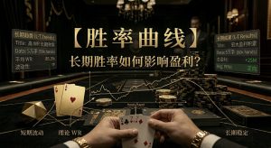 Poker Win Rate Curve：德州撲克勝率曲線示意圖，展示長期EV與短期Variance波動