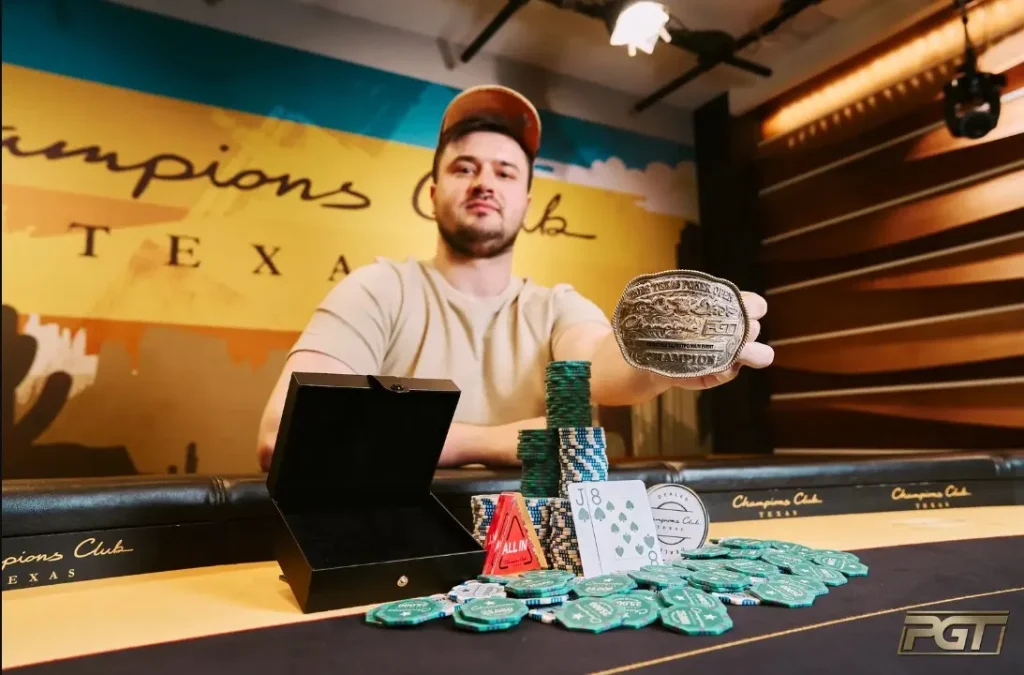 Vladyslav Shovkovyi wins the PGT Texas Hold'em Open Main Event, taking home $180,000.