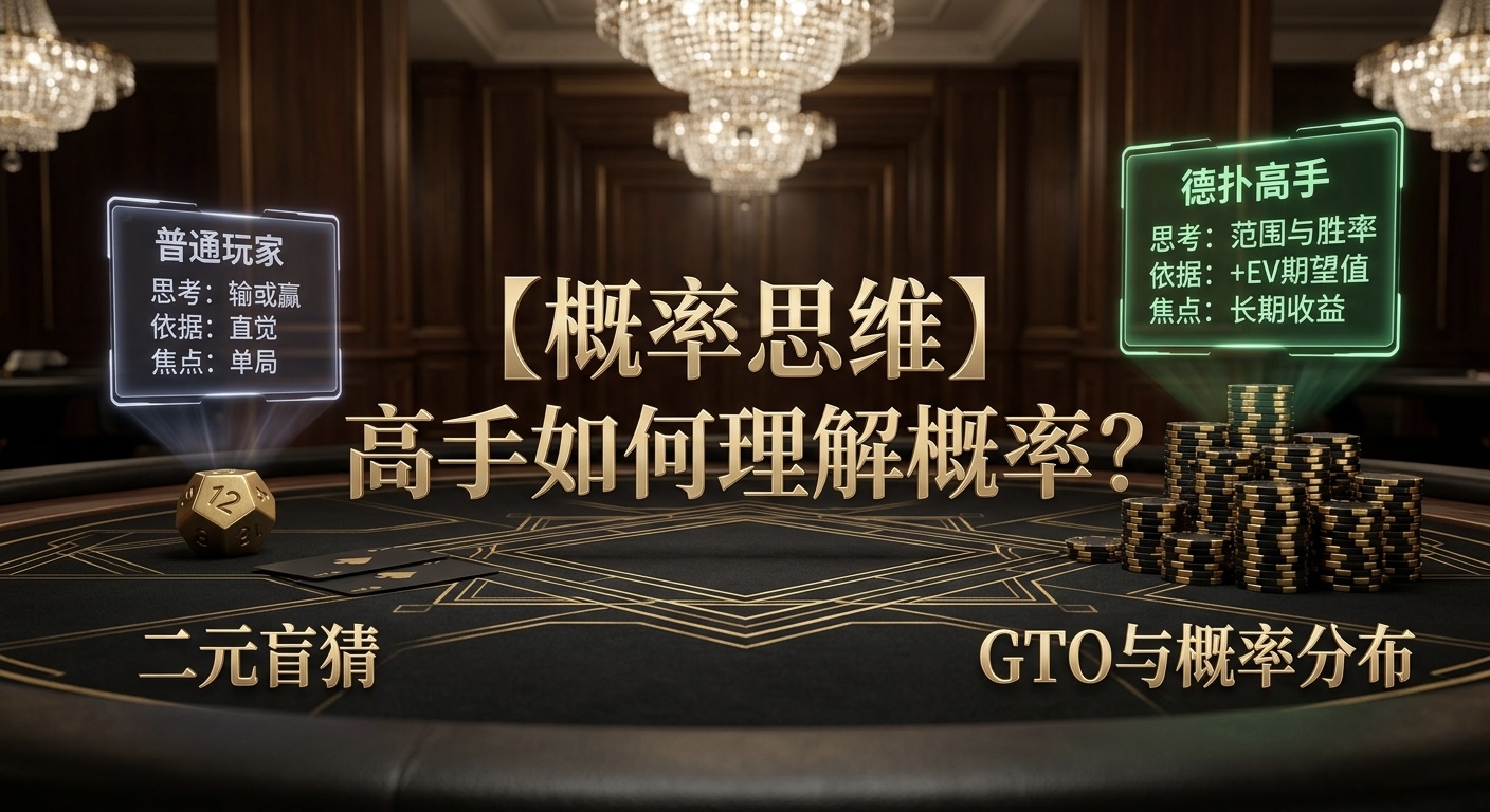 Poker Probability Thinking 德州撲克概率思維示意圖，展示高手如何以概率與EV做決策
