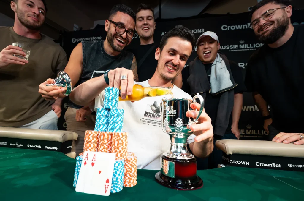 "That's what you come to play in tournaments for—to win trophies," said Joseph Antar after winning his first Aussie Millions title. The player, who transitioned from cash games to tournaments, has accumulated numerous major victories in the past year, including the APLPT and the Australian Poker Open, and now adds the Aussie Millions title to his collection.