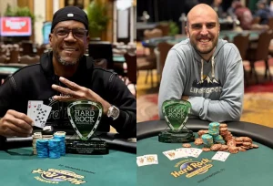 Ảnh chụp nhóm các nhà vô địch giải đấu Seminole Hard Rock Poker Tournament.