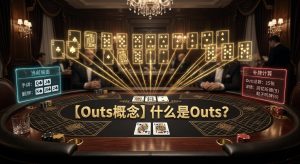 Giải thích về các "out" trong Poker: Sơ đồ minh họa các "out" và "out" trong Texas Hold'em, cho thấy cách tính toán "out" cho các bài đợi sảnh và thùng.