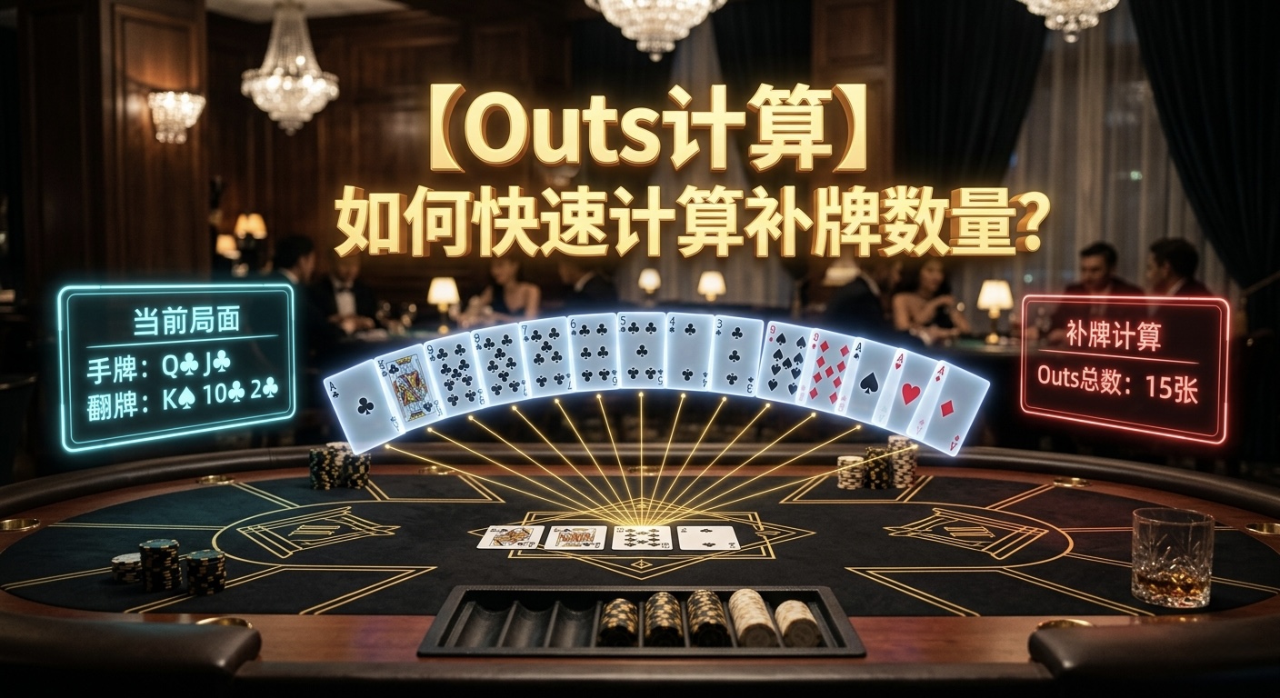 Poker Outs Calculation 德州撲克Outs計算示意圖，展示同花與順子聽牌的補牌數量計算