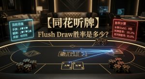 Tỷ lệ thắng khi có bài đồng chất trong Poker: Sơ đồ minh họa các bài đồng chất trong Texas Hold'em, cho thấy 9 lá bài cần thiết và cách tính tỷ lệ thắng.