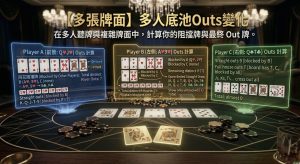 Các quân bài có thể thắng trong Poker nhiều người chơi: Sơ đồ minh họa các quân bài có thể thắng trong một ván bài Texas Hold'em nhiều người chơi, cho thấy sự thay đổi về tỷ lệ thắng và số quân bài có thể thắng hiệu quả trong ván bài nhiều người chơi.