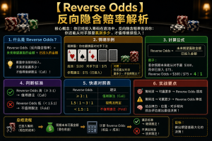 Tỷ lệ cược ngầm ngược trong Poker: Sơ đồ minh họa tỷ lệ cược ngầm ngược trong Texas Hold'em, cho thấy tình huống nguy hiểm khi thua nhiều hơn sau khi có được một ván bài tốt.