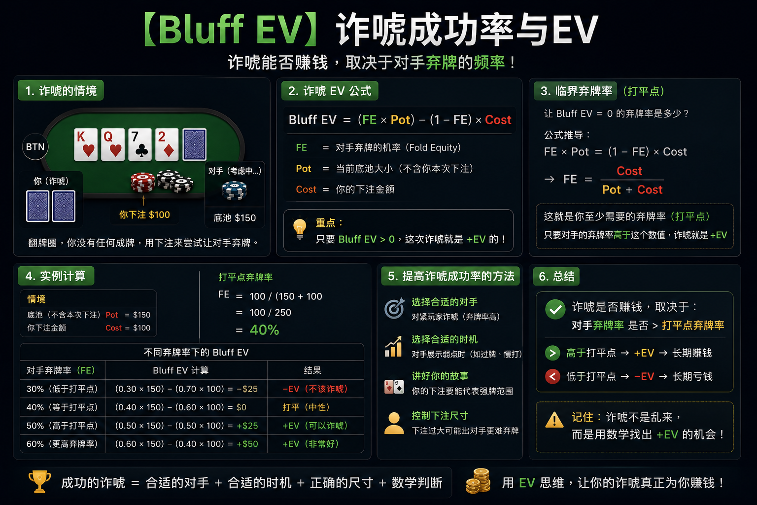 Poker Value EV 德州撲克Value EV示意圖，展示價值下注與長期收益概念