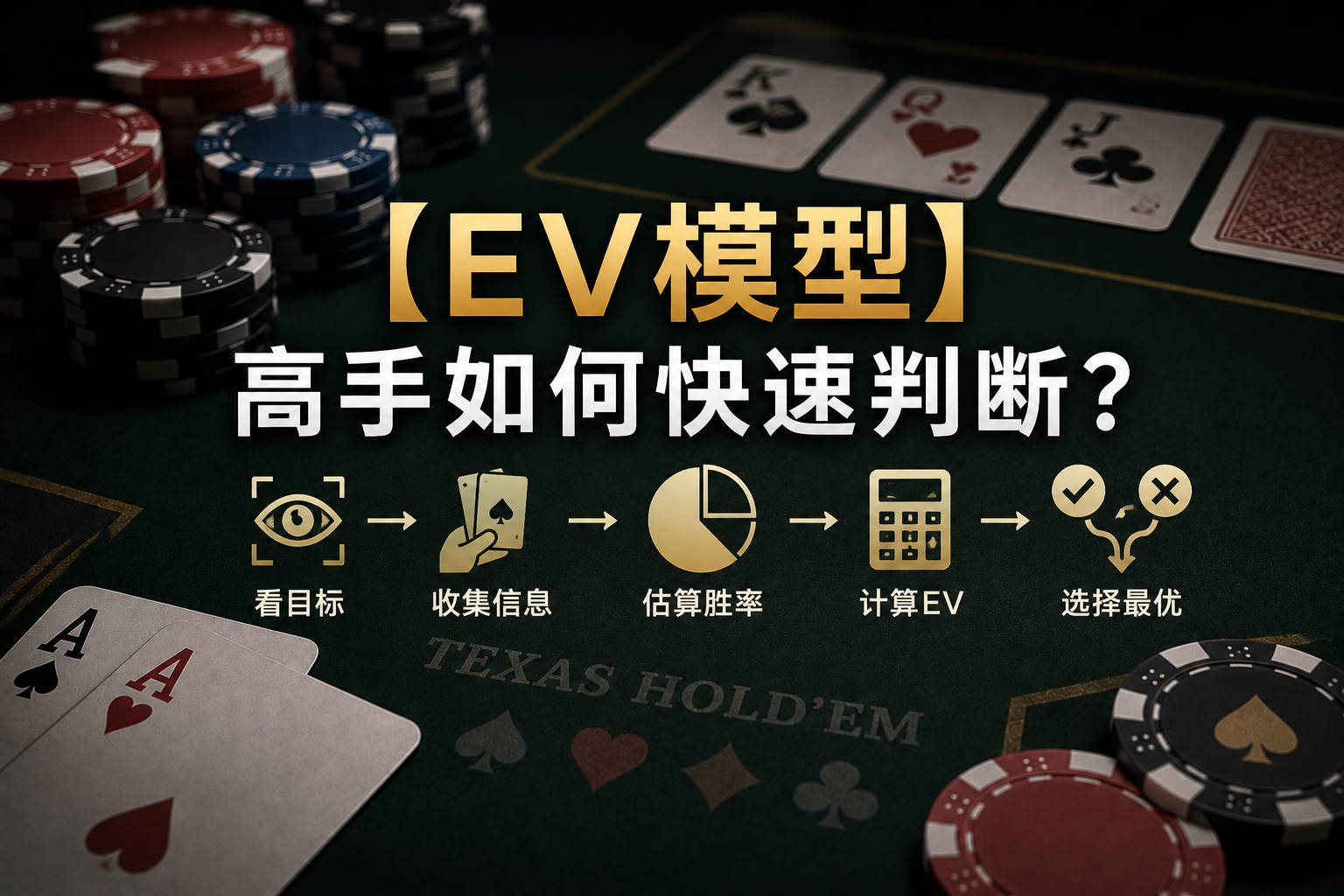 Poker EV Model 德州撲克EV模型示意圖，展示職業玩家快速EV判斷系統