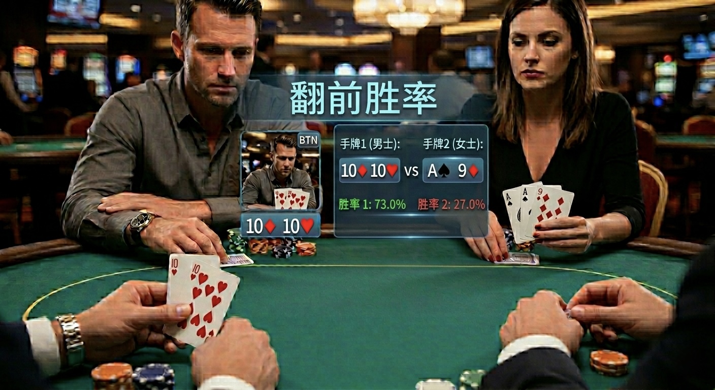 Poker Preflop All-in Odds 德州撲克翻前All-in勝率示意圖，展示不同手牌對抗機率