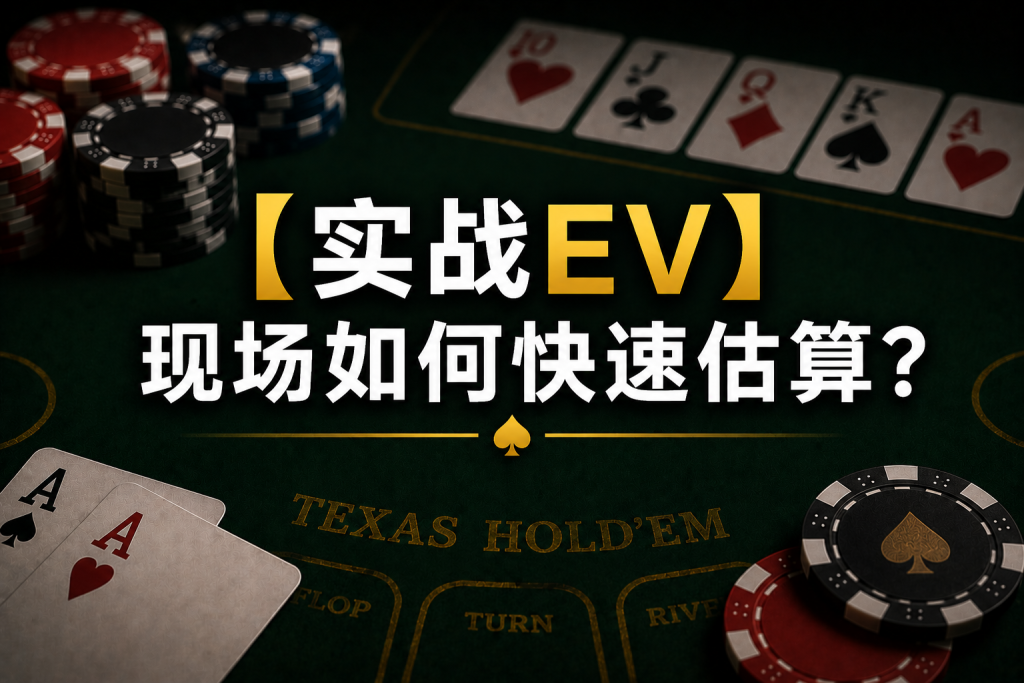 Poker Practical EV: A diagram illustrating the EV in real-world Texas Hold'em games, showcasing a rapid EV estimation and decision-making model.