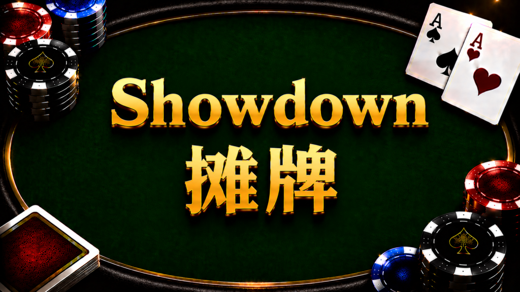 Showdown diagram of the hand comparison process and winner determination in Texas Hold'em.
