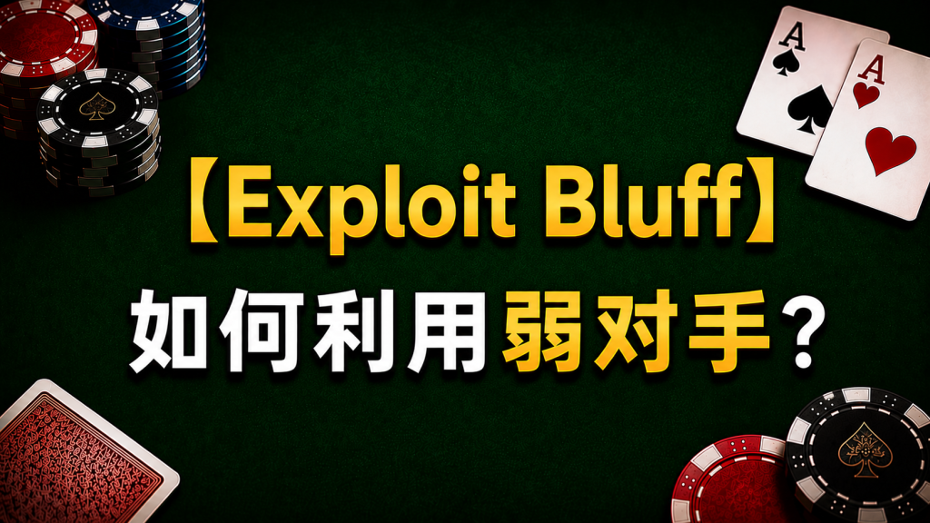 Poker Exploit Bluff 德州撲克Exploit Bluff示意圖，展示利用弱對手漏洞進行詐唬