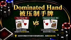 A diagram illustrating the concept and strategy of a Dominated Hand in Texas Hold'em.