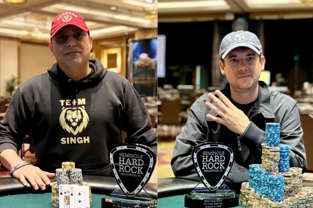 Four players won four titles in the same series, showcasing a legendary duo in the Florida poker extravaganza.
