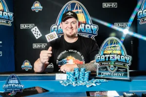 Police officer Brett Hagopian wins the Gateway Poker Classic Main Event.