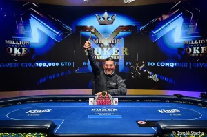 Poker player wins his first career title at King's Million EPC, taking home a large sum of money.